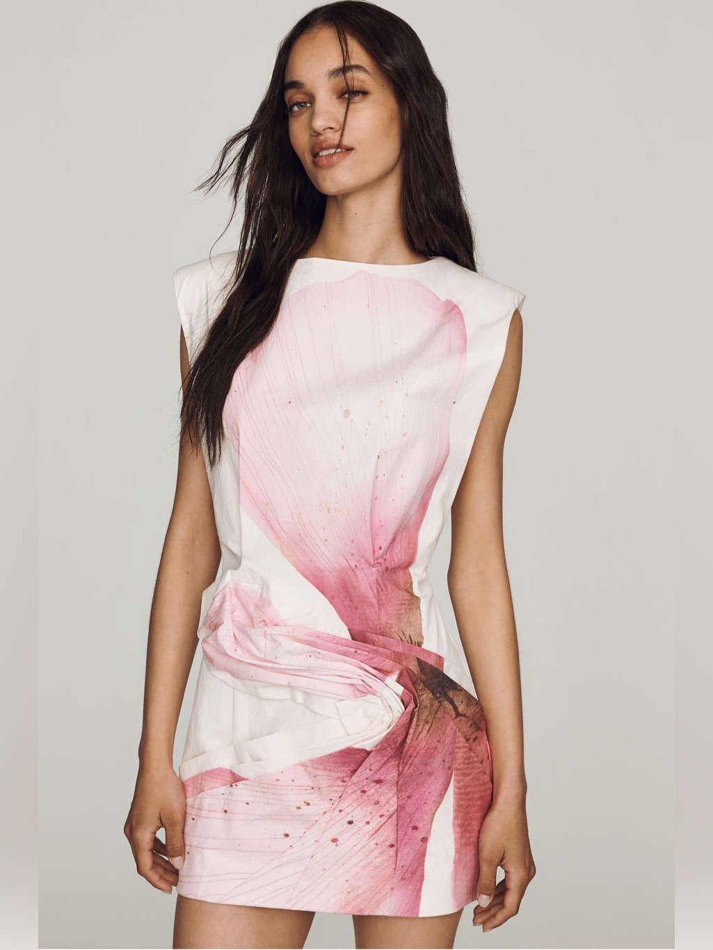 Significant Other White Dress With Pink Watercolor Floral Print